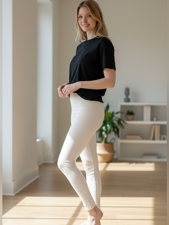 Victoria's Secret Pants - Victoria’s Secret MODA International Light Cream Cotton Spandex Stretch Leggings